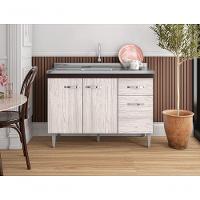 Balcão Gabinete Para Pia Gabriela Sem Tampo 120cm 3 Portas 1 Gaveta Marrom - 3