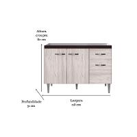 Balcão Gabinete Para Pia Gabriela Sem Tampo 120cm 3 Portas 1 Gaveta Marrom - 4