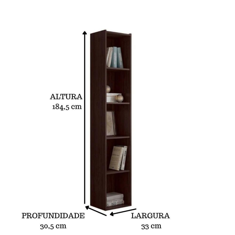 Estante Livreiro Com Prateleiras Janaína Kit 3 Unid Marrom - 2