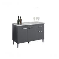 Balcão Gabinete Para Pia Gabriela Com Tampo 120cm 3 Portas 1 Gaveta Cinza Fosco - 1