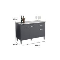 Balcão Gabinete Para Pia Gabriela Com Tampo 120cm 3 Portas 1 Gaveta Cinza Fosco - 4