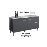 Balcão Gabinete Para Pia Gabriela Sem Tampo 150cm 4 Portas 1 Gaveta Cinza Fosco - 3