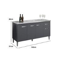 Balcão Gabinete Para Pia Gabriela Sem Tampo 150cm 4 Portas 1 Gaveta Cinza Fosco - 4