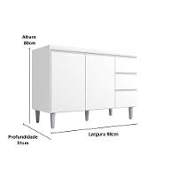 Kit Balcão Gabinete Para Pia Andreia 100cm C- Balcão Cooktop 4 Ou 5 Bocas Branco - 5