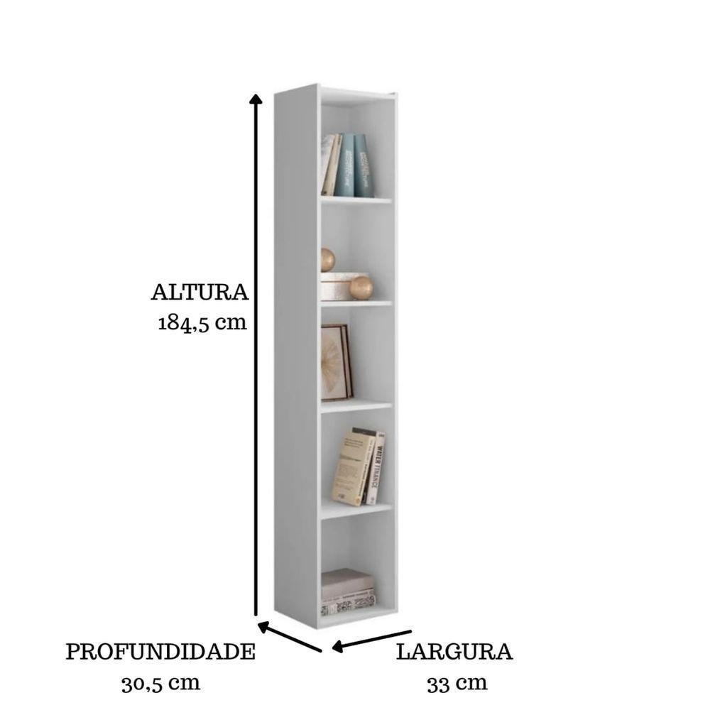 Estante Livreiro Com Prateleiras Janaína Kit 2 Unid Branco - 4