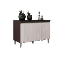 Balcão Gabinete Manu 120cm 3 Portas S-tampo Marrom - 1