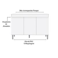 Balcão Gabinete Manu 120cm 3 Portas S-tampo Branco - 6
