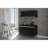 Balcão Gabinete Manu 120 Cm C-tampo E Armário Aéreo Andreia 120cm Preto - 3