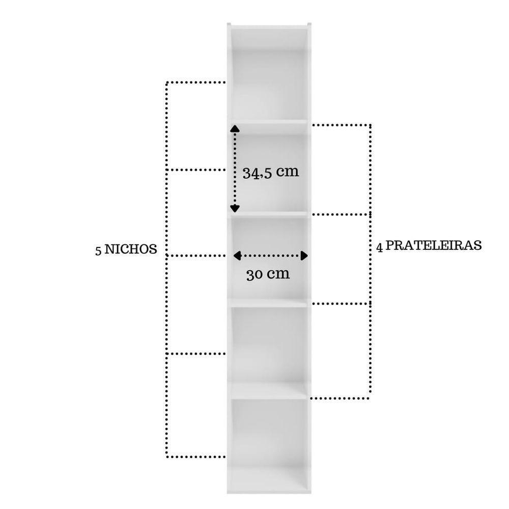 Estante Livreiro Com Prateleiras Janaína Kit 3 Unid Branco - 2