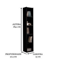 Estante Livreiro Com Prateleiras Janaína Kit 3 Unid Preto - 3