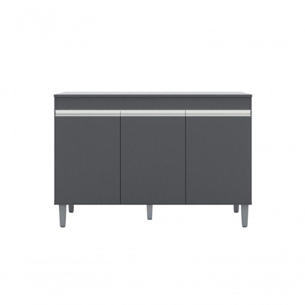 Balcão Gabinete Manu 120cm 3 Portas S-tampo Cinza - 4