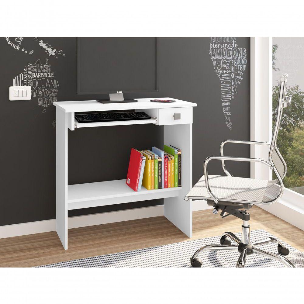 Escrivaninha Mesa Para Computador 1 Gaveta Ajl Branco - 2