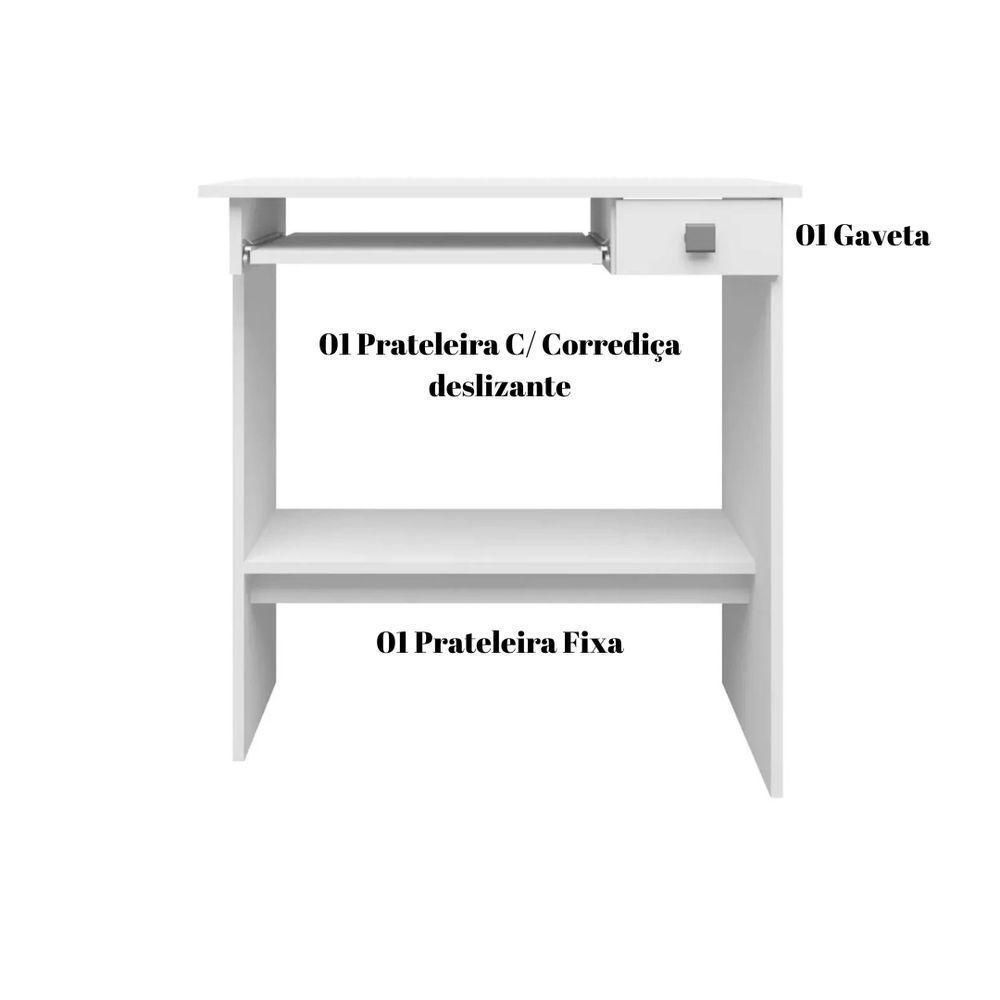 Escrivaninha Mesa Para Computador 1 Gaveta Ajl Branco - 4
