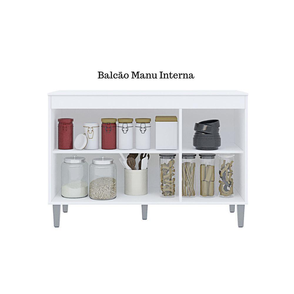 Balcão Gabinete Manu 120cm 3 Portas C-tampo Marrom - 3