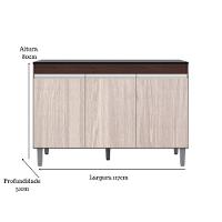 Balcão Gabinete Manu 120cm 3 Portas C-tampo Marrom