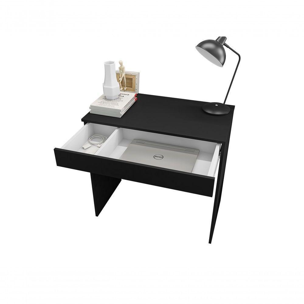 Mesa Para Computador Escrivaninha 1 Gaveta Alexia Preto - 4