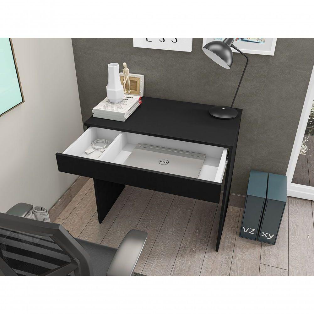 Mesa Para Computador Escrivaninha 1 Gaveta Alexia Preto - 5