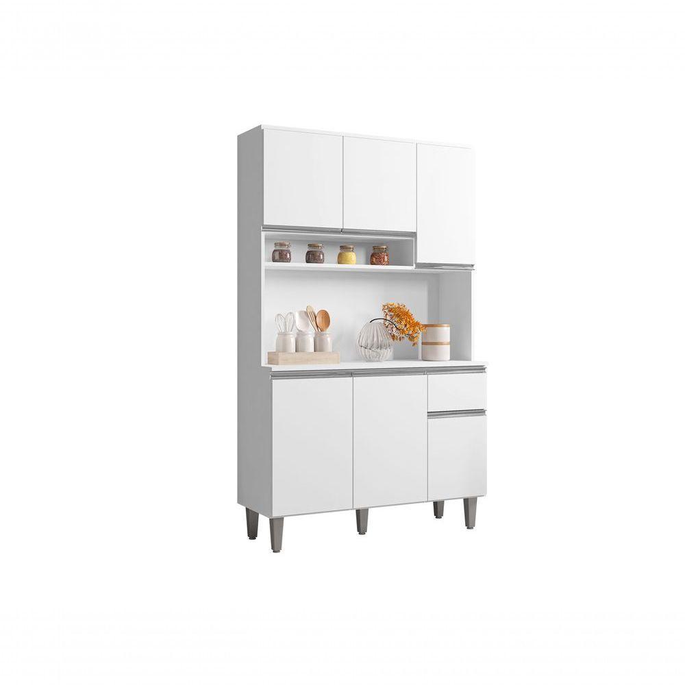 Kit Cozinha Compacta 105cm Com 6 Portas 1 Gaveta Márcia Branco - 1
