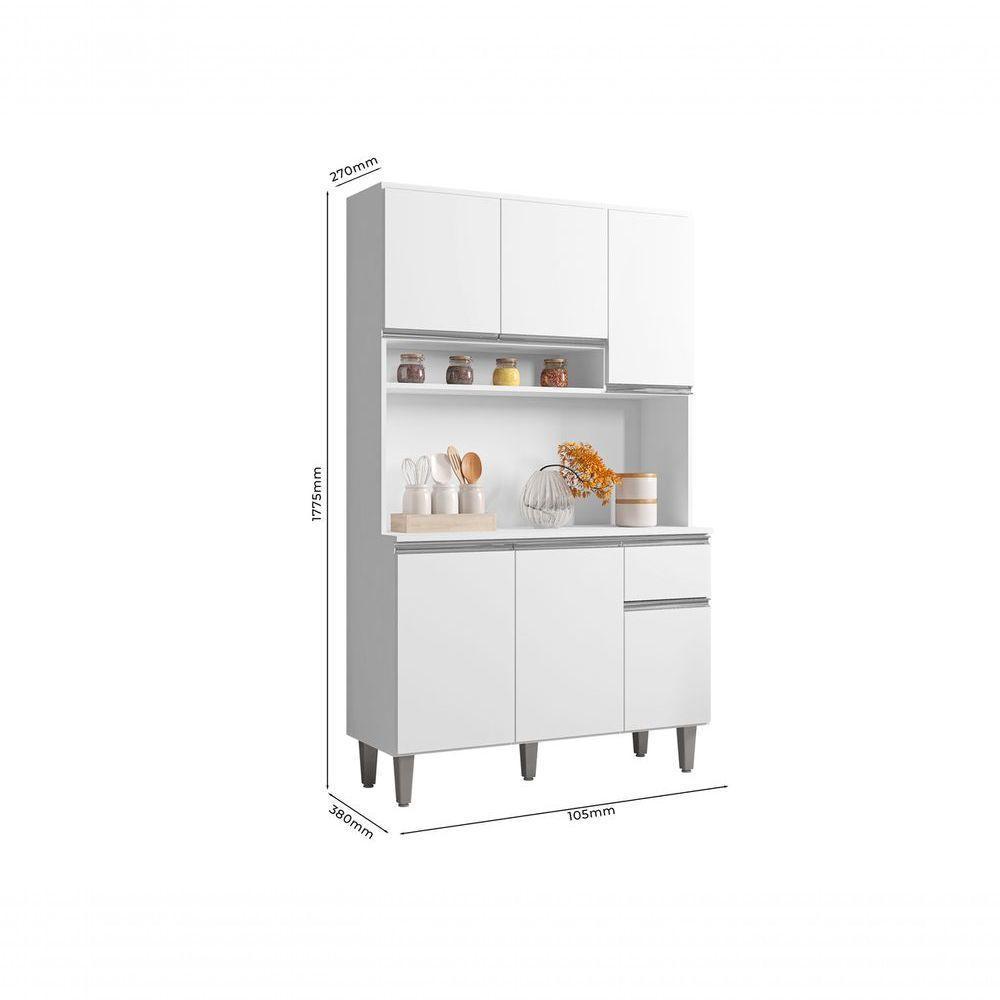 Kit Cozinha Compacta 105cm Com 6 Portas 1 Gaveta Márcia Branco - 4
