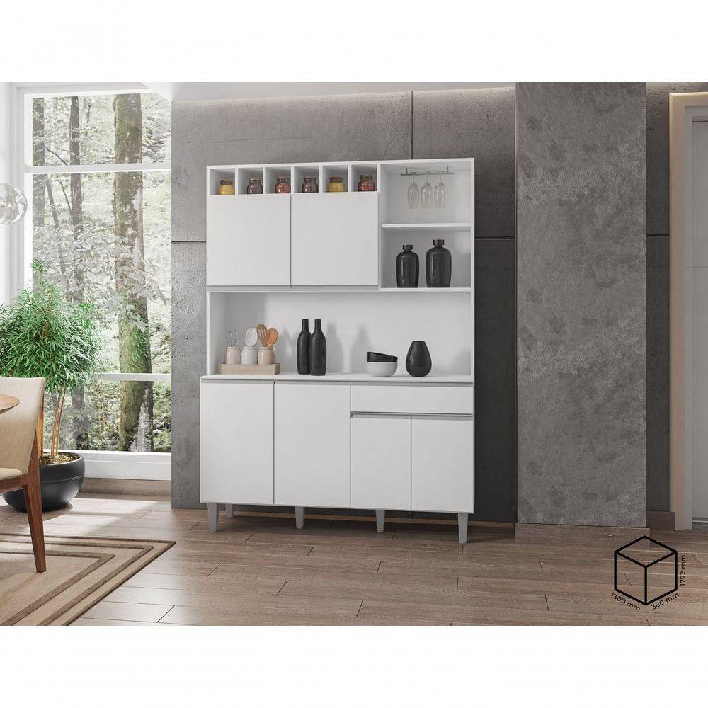 Kit Cozinha Compacta Alice 130cm C-6 Portas 1 Gaveta Branco - 1
