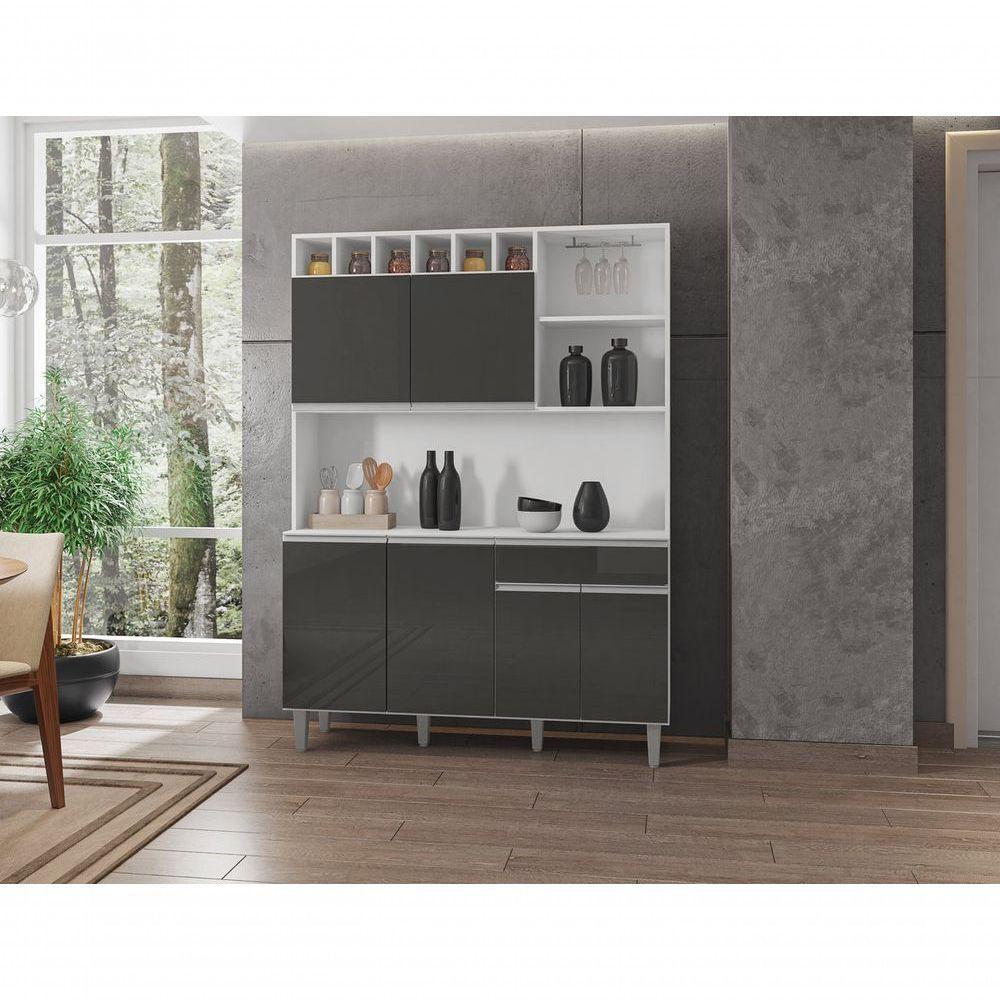 Kit Cozinha Compacta Alice 130cm C-6 Portas 1 Gaveta Cinza Claro - 3