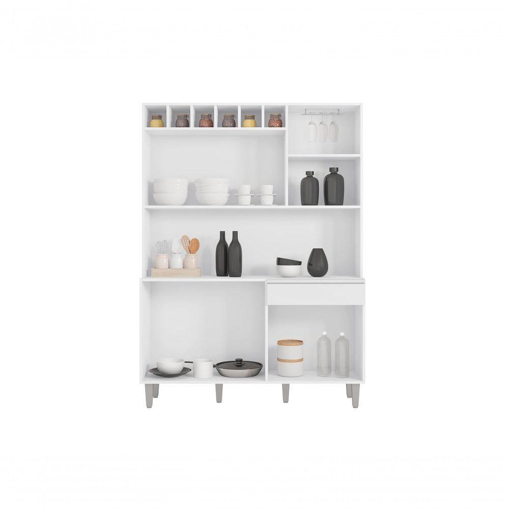 Kit Cozinha Compacta Alice 130cm C-6 Portas 1 Gaveta Cinza Claro - 4