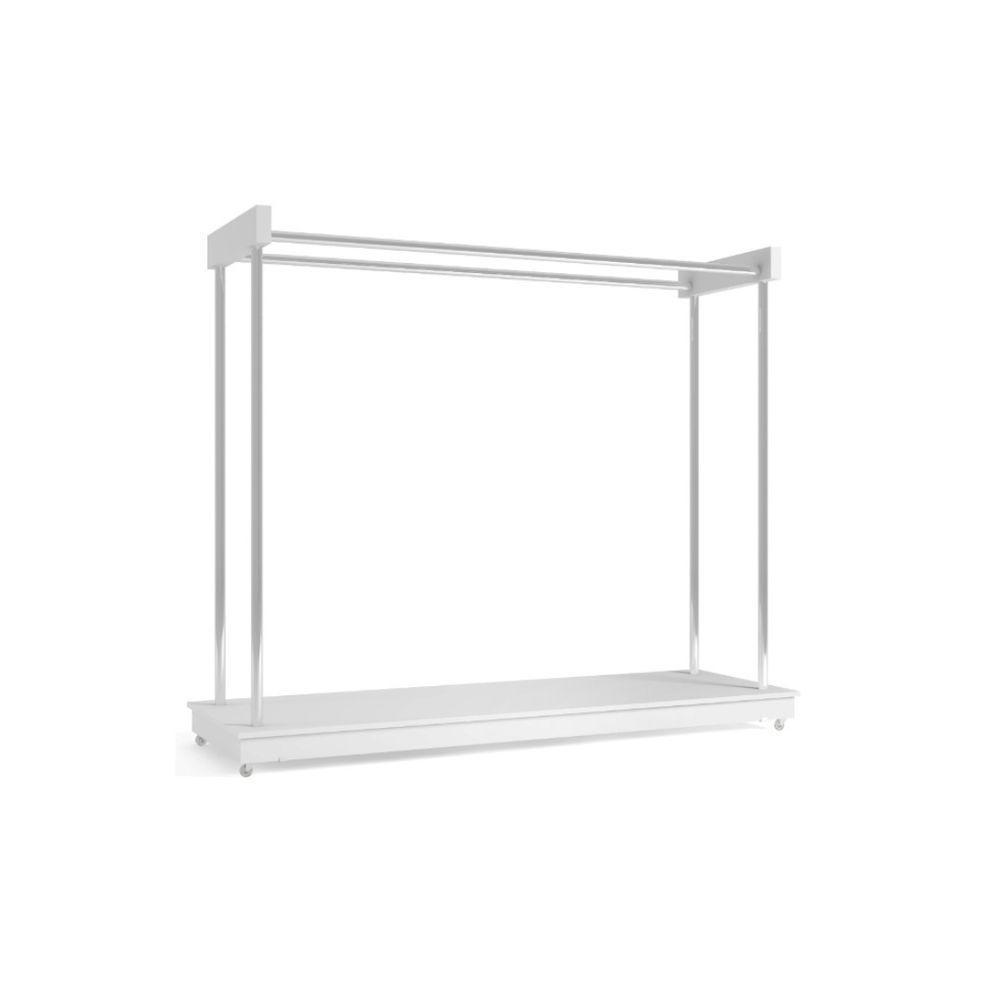 Arara Closet Expositor De Roupas Com Rodízios Aço Cromado - Ideal Branco - 3
