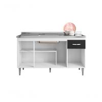 Balcão Gabinete Para Pia Gabriela Sem Tampo 150cm 4 Portas 1 Gaveta Branco