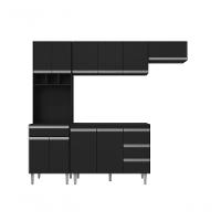 Cozinha Modulada Completa Andreia C-5 Peças 240cm Preto - 1