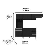Cozinha Modulada Completa Andreia C-5 Peças 240cm Preto - 3