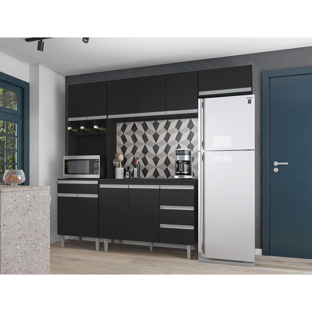 Cozinha Modulada Completa Andreia C-5 Peças 240cm Preto - 4