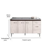 Balcão Gabinete Para Pia Gabriela Sem Tampo 150cm 4 Portas 1 Gaveta Marrom - 3