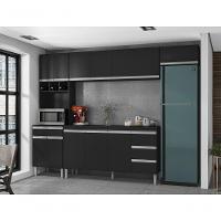 Cozinha Completa Modulada Andreia 5 Peças 280cm Preto