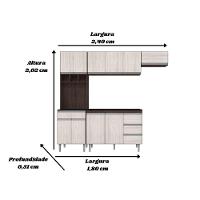 Cozinha Modulada Completa Andreia C-5 Peças 240cm Marrom - 2