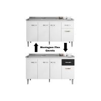 Balcão Gabinete Para Pia Gabriela Sem Tampo 150cm 4 Portas 1 Gaveta Branco - 5