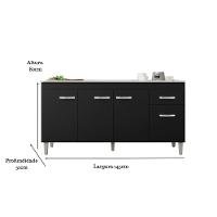 Balcão Gabinete Para Pia Gabriela Sem Tampo 150cm 4 Portas 1 Gaveta Preto - 4