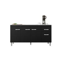 Balcão Gabinete Para Pia Gabriela Sem Tampo 150cm 4 Portas 1 Gaveta Preto - 1