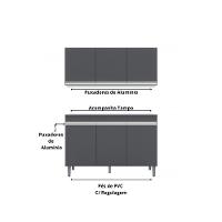 Balcão Gabinete Manu 120 Cm C-tampo E Armário Aéreo Andreia 120cm Cinza - 3