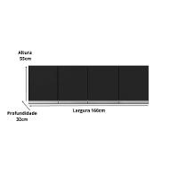 Balcão Gabinete Andreia 160cm C-tampo E Armário Aéreo 4 Portas 160cm Preto - 3