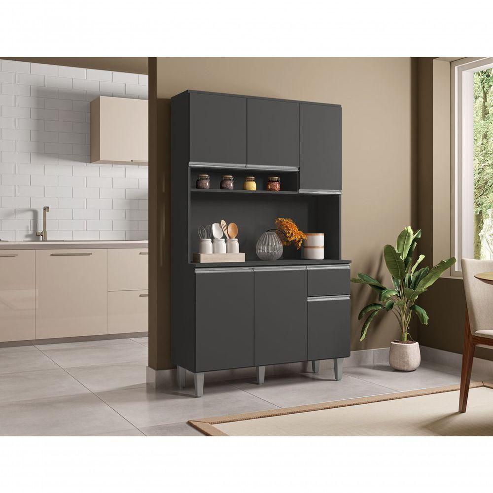 Kit Cozinha Compacta 105cm Com 6 Portas 1 Gaveta Márcia Cinza - 2