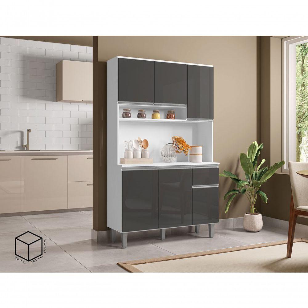 Kit Cozinha Compacta 105cm Com 6 Portas 1 Gaveta Márcia Cinza Claro - 2
