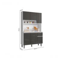 Kit Cozinha Compacta 105cm Com 6 Portas 1 Gaveta Márcia Cinza Claro - 3