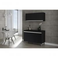 Balcão Gabinete Manu 120 Cm C-tampo E Armário Aéreo Andreia 120cm Preto - 3