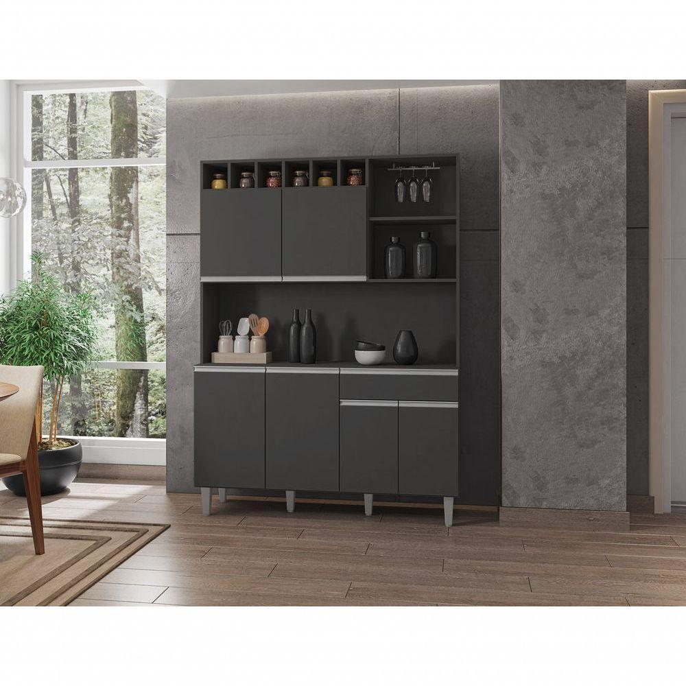 Kit Cozinha Compacta Alice 130cm C-6 Portas 1 Gaveta Cinza - 3