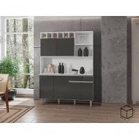 Kit Cozinha Compacta Alice 130cm C-6 Portas 1 Gaveta Cinza Claro