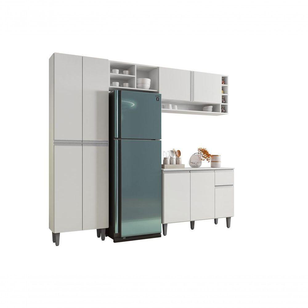 Cozinha Modulada Completa 230cm Com Balcão E Armário Aéreo Vanessa Branco - 1