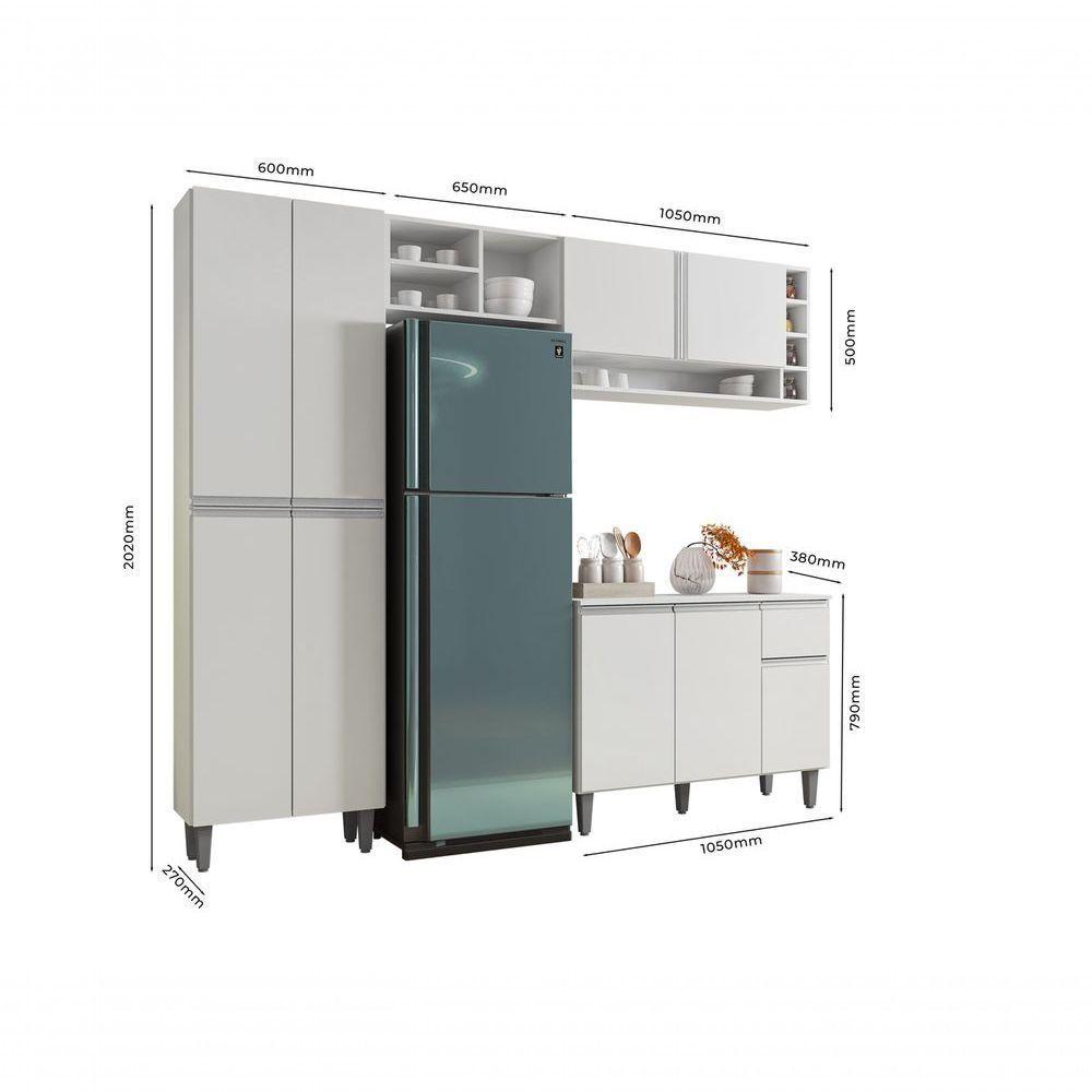 Cozinha Modulada Completa 230cm Com Balcão E Armário Aéreo Vanessa Branco - 2