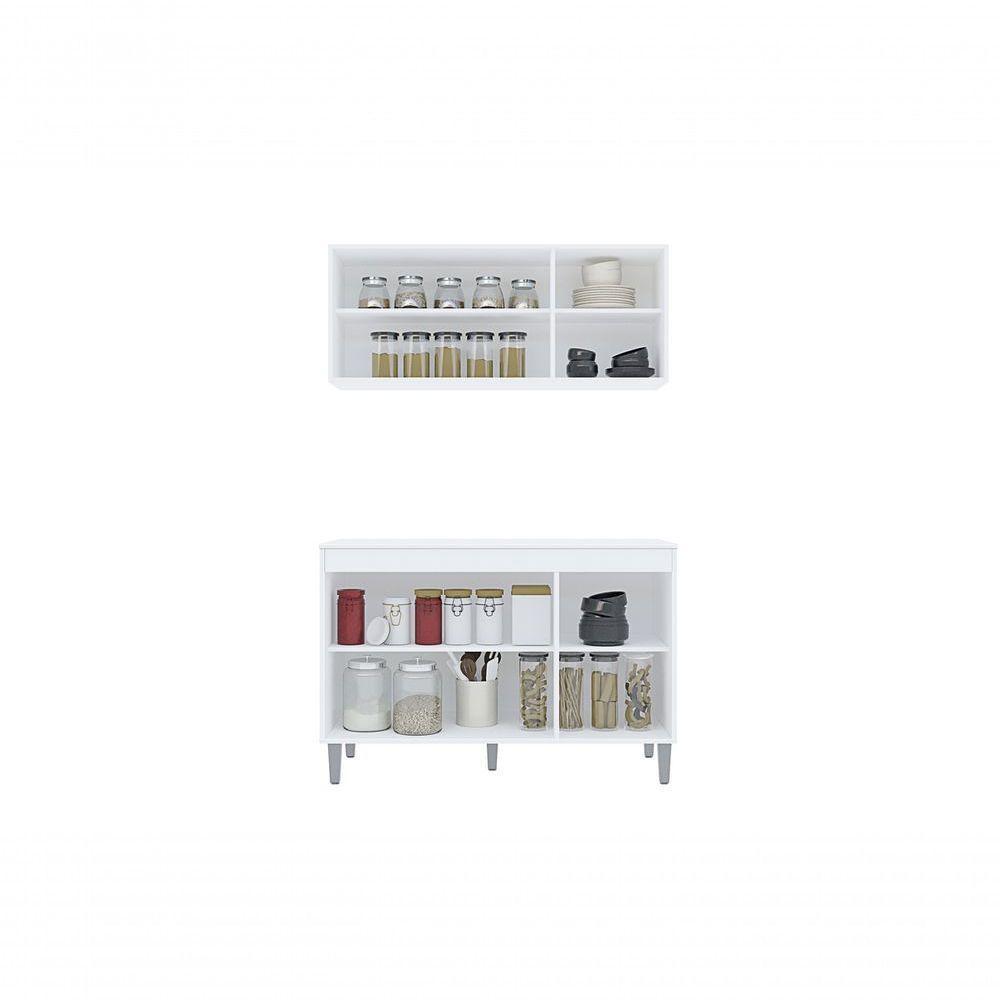 Balcão Gabinete Manu 120 Cm C-tampo E Armário Aéreo Andreia 120cm Marrom - 2