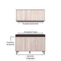 Balcão Gabinete Manu 120 Cm C-tampo E Armário Aéreo Andreia 120cm Marrom