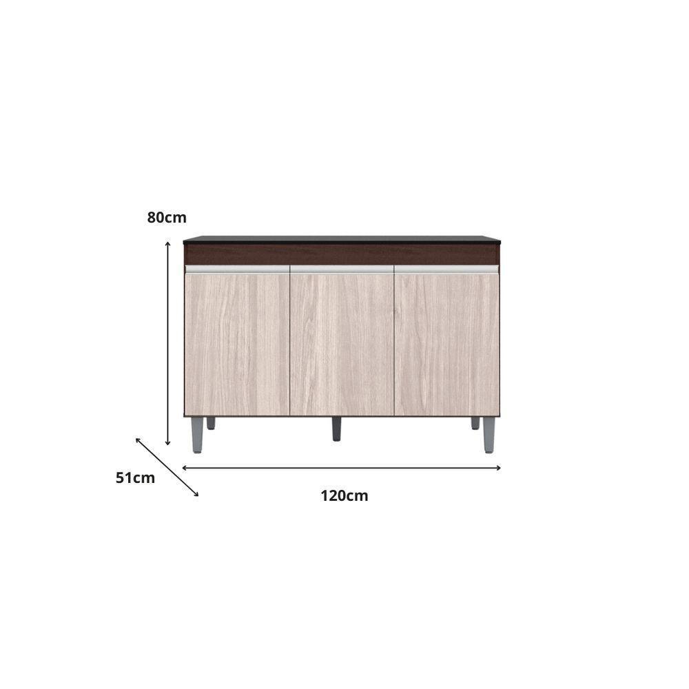 Balcão Gabinete Manu 120 Cm C-tampo E Armário Aéreo Andreia 120cm Marrom - 5